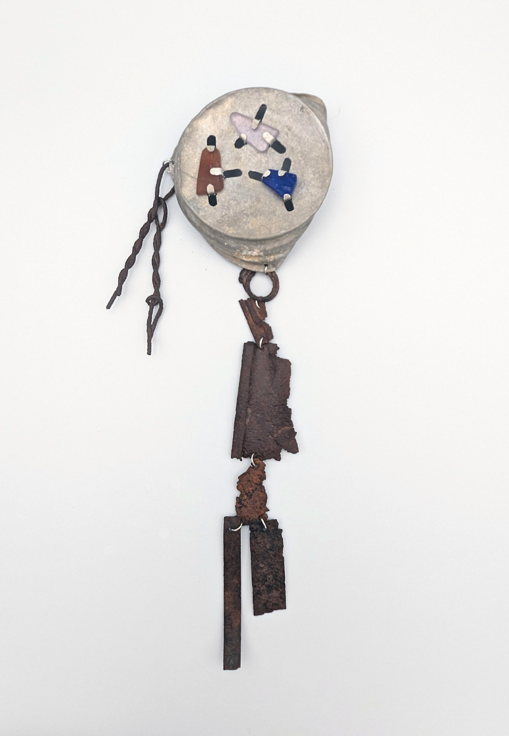 Wire Twists, Jar Lid, Found Glass Shards, and Remnants of an Old Can 